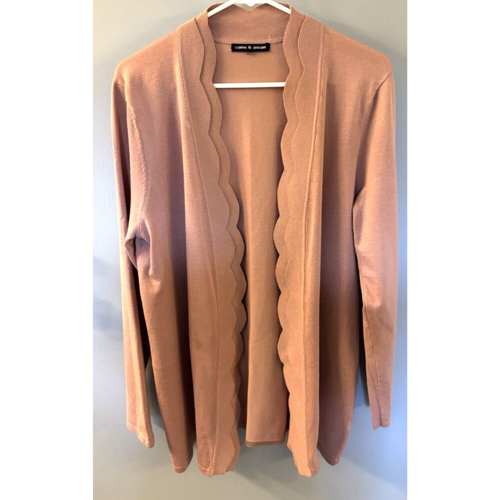 Cable & Gauge Scalloped Double Edge Cardigan Size M